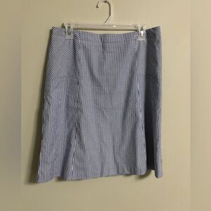 Talbots Skirt Womens Size 8 A-Line White Blue Striped Fully Lined Coastal Cotton